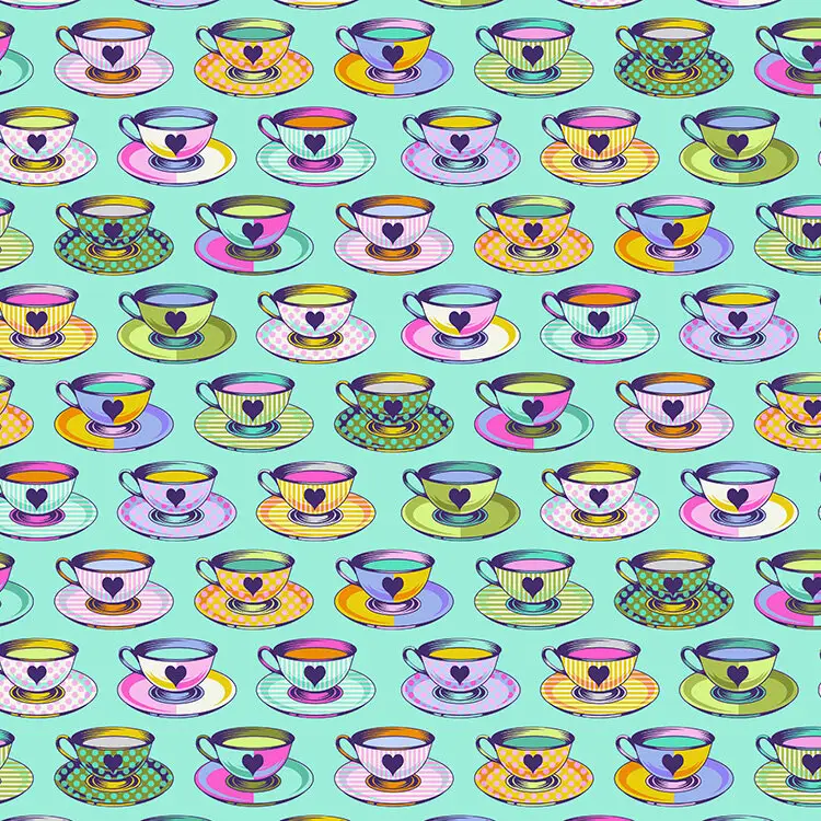 TISSU PATCHWORK 50 x 110 cm CURIOUSER AND CURIOUSER DE TULA PINK tea time – daydream