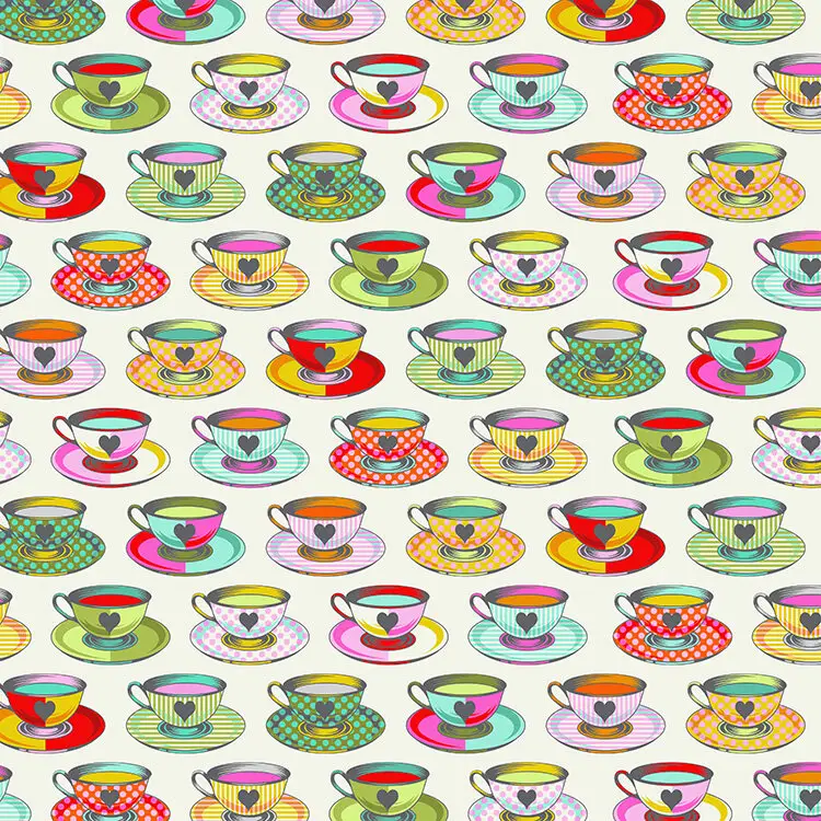 TISSU PATCHWORK 50 x 110 cm CURIOUSER AND CURIOUSER DE TULA PINK tea time – sugar