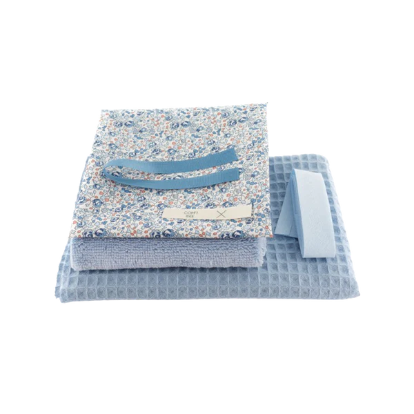 Kit bavoir premier repas bébé bleu Com'1 Idée