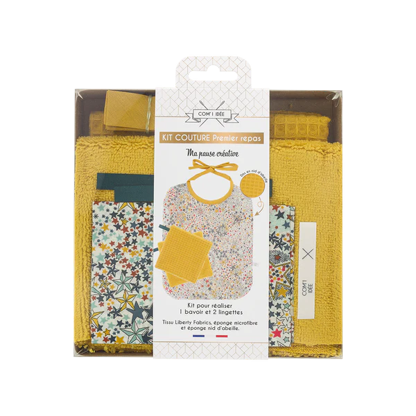 Kit bavoir premier repas bébé Moutarde Com'1 Idée